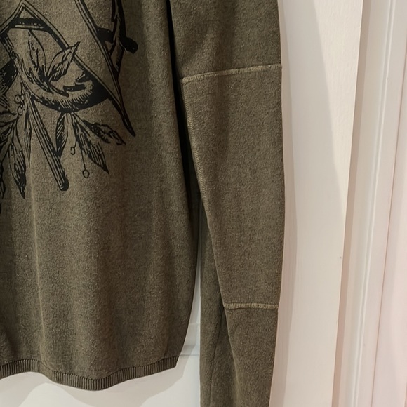 Vintage Buffalo David Bitton Sweater Army Green Large Elbow Patches EUC - Picture 10 of 12